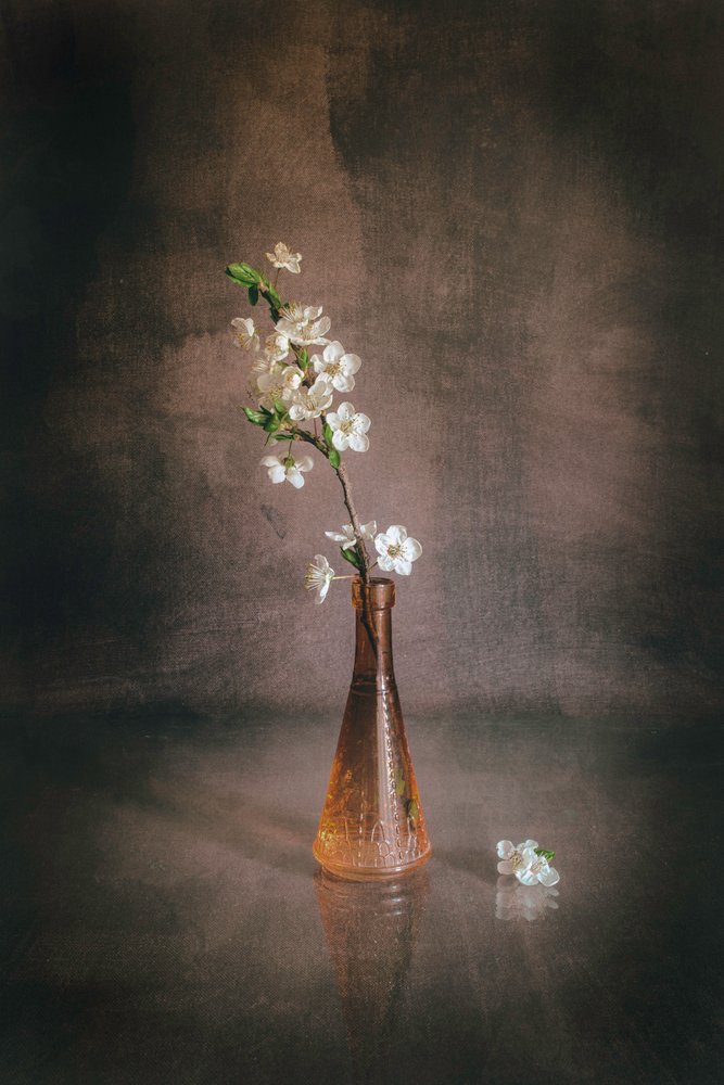 Jarrón con motivos de flores de cerezo blanco de Cicek Kiral