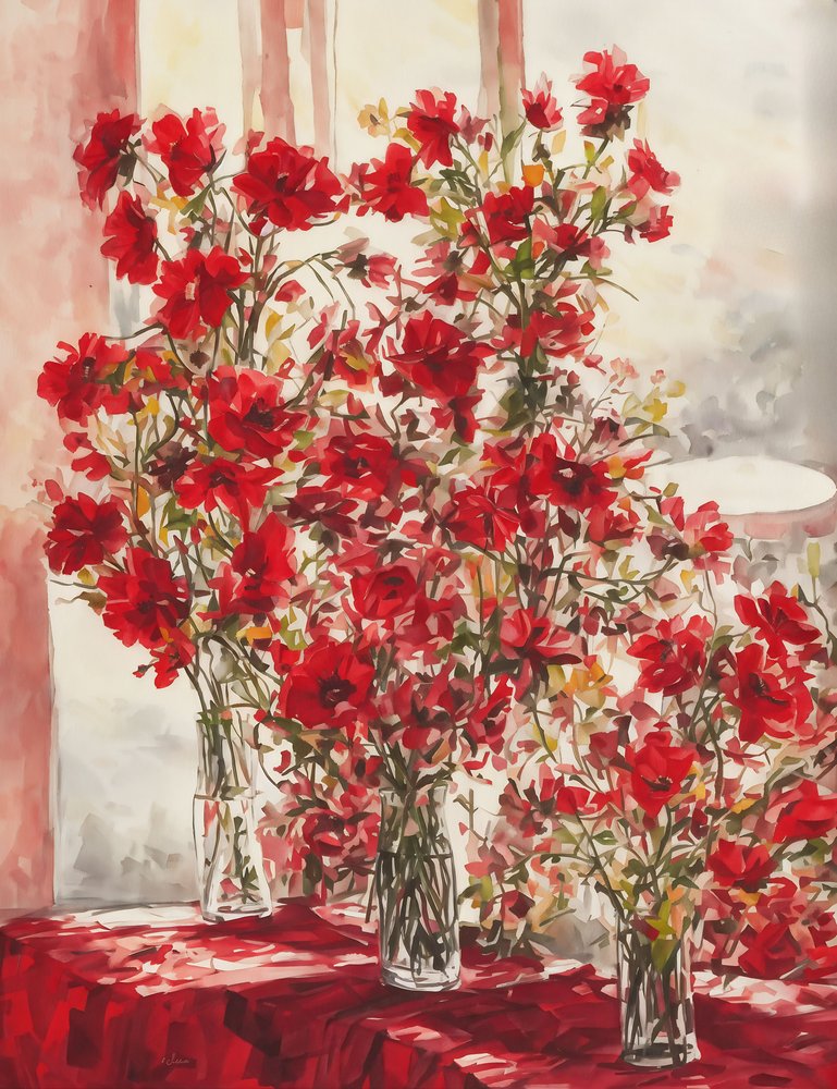Flores rojas vibrantes de Cicero Spin