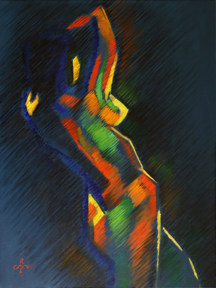 Figura abstracta y colorida de Corné Akkers