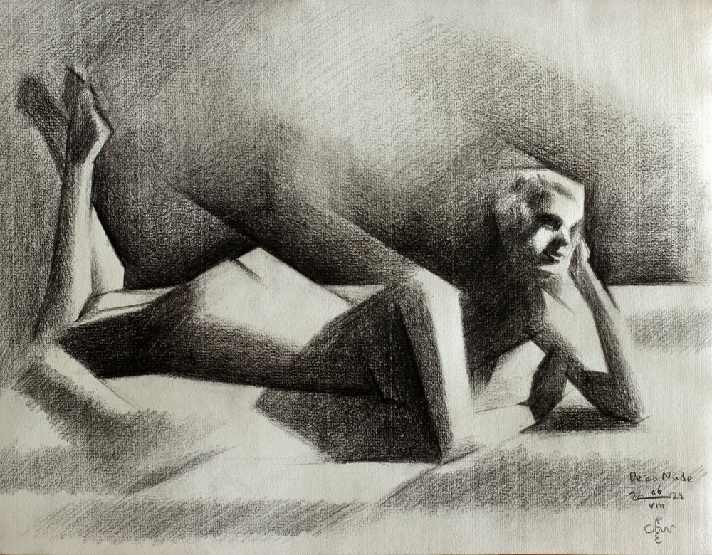Desnudo recostado cubista de Corné Akkers