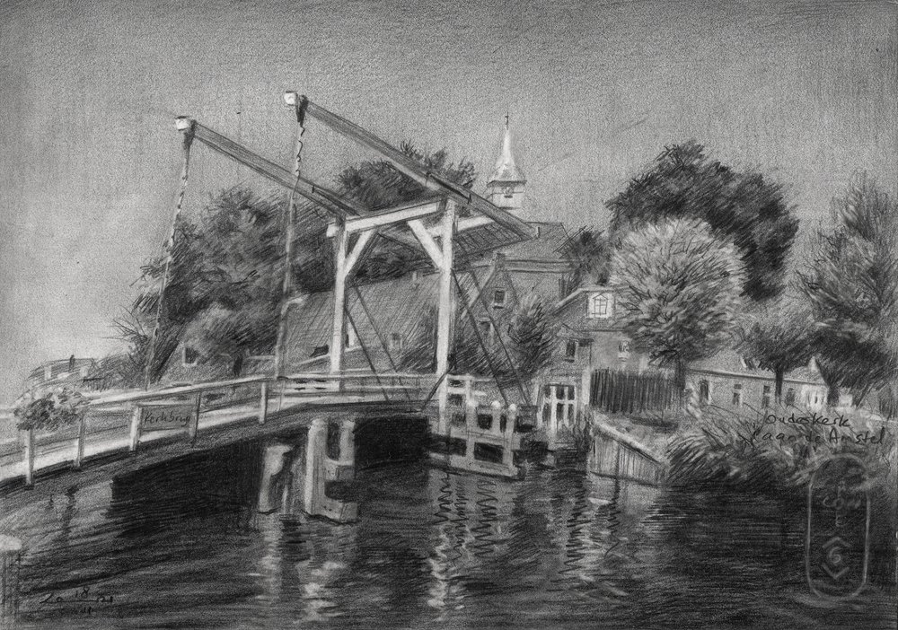 Boceto de un puente sobre un canal holandés de Corné Akkers