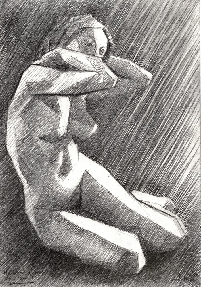 Desnudo femenino geométrico de Corné Akkers