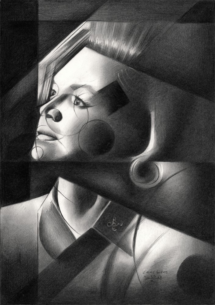 Retrato geométrico de una mujer de Corné Akkers