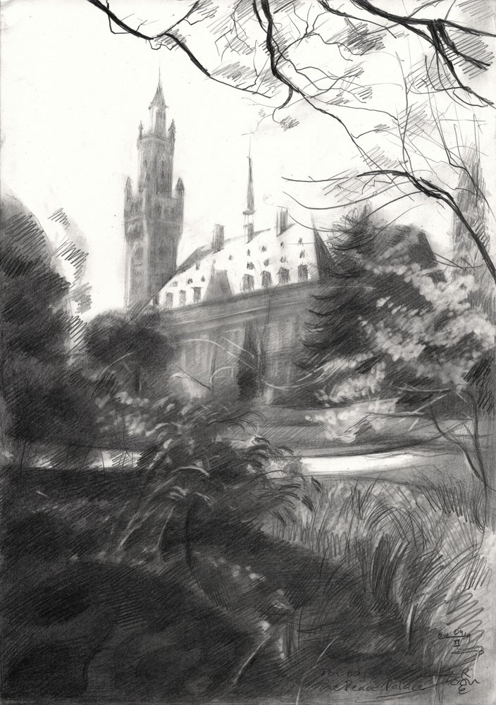 Vista del parque del castillo gótico de Corné Akkers