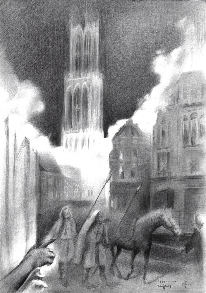 Incendio de una ciudad medieval de Corné Akkers
