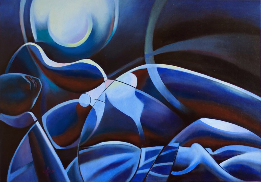 Figura azul a la luz de la luna de Corné Akkers