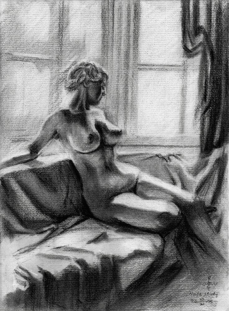 Desnudo pensativo junto a la ventana de Corné Akkers
