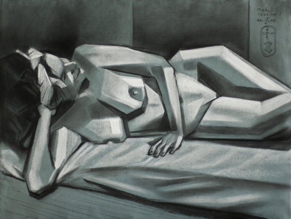 Desnudo cubista recostado de Corné Akkers