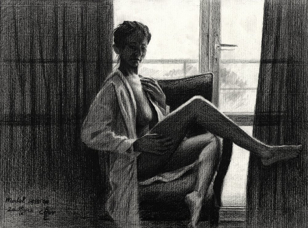 Mujer sensual junto a la ventana de Corné Akkers