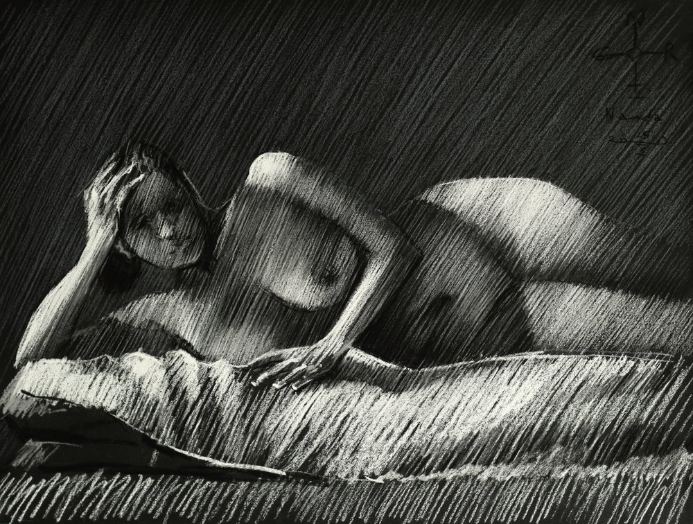 Desnudo femenino en penumbra de Corné Akkers