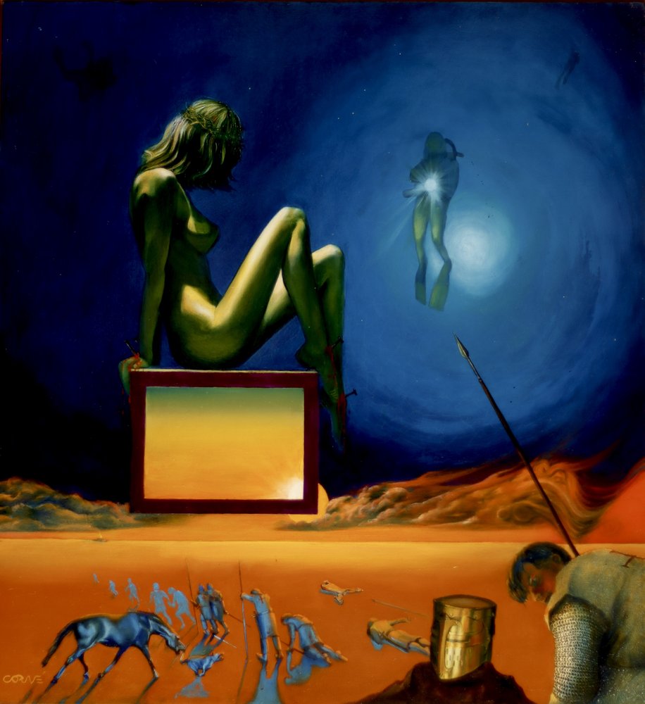 Sueño surrealista de una mujer verde de Corné Akkers