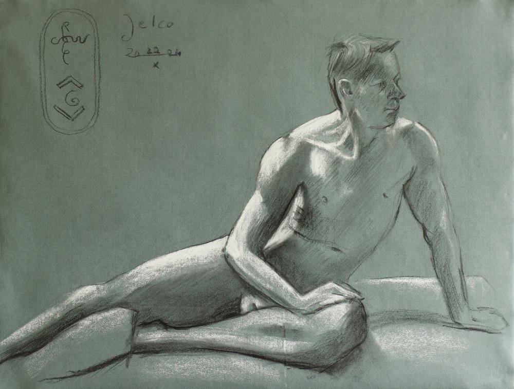 Estudio de una figura masculina pensativa de Corné Akkers
