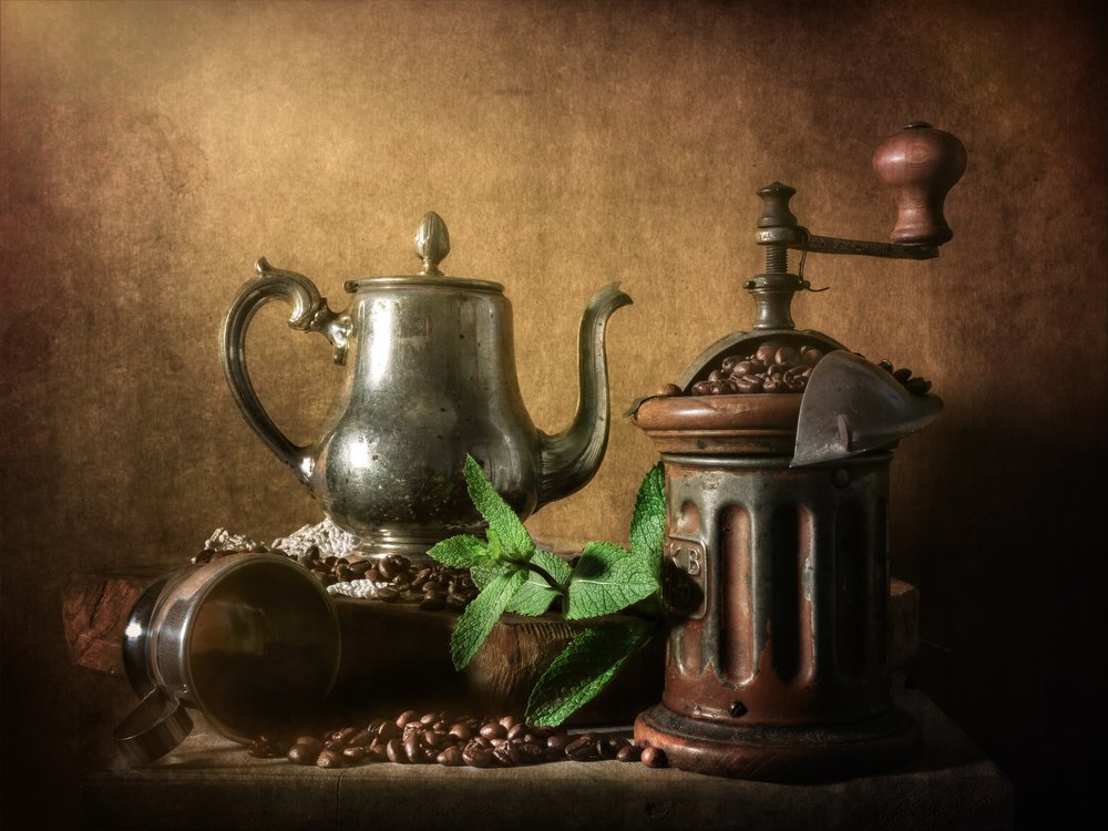 Tetera rústica con molinillo de café de Cristiano Giani