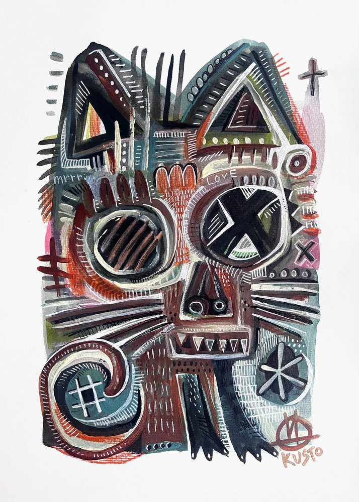 Gato tribal abstracto de Daia Kusto