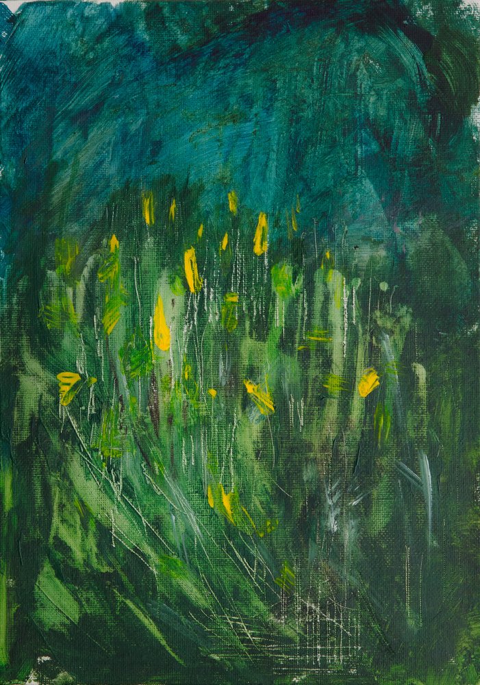 Flores amarillas abstractas de Dale Hefer