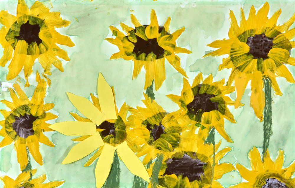 Alegres girasoles amarillos de Dale Hefer & Family