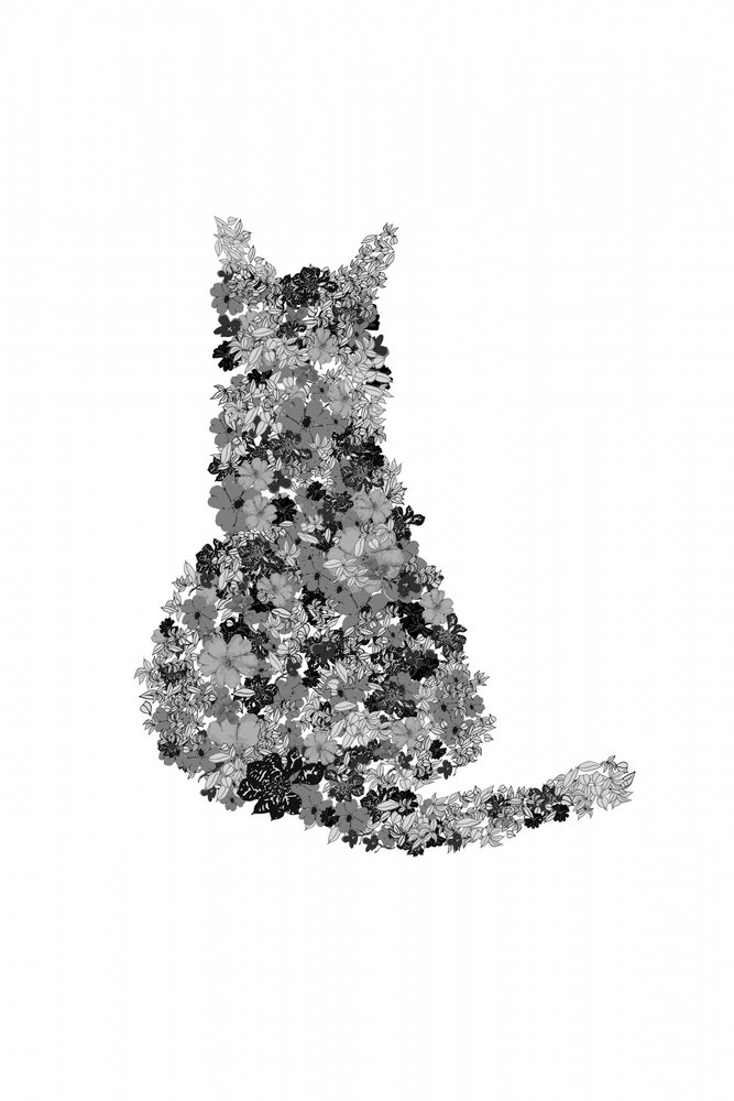 Silueta de gato con motivos florales de Danushka Abeygoda