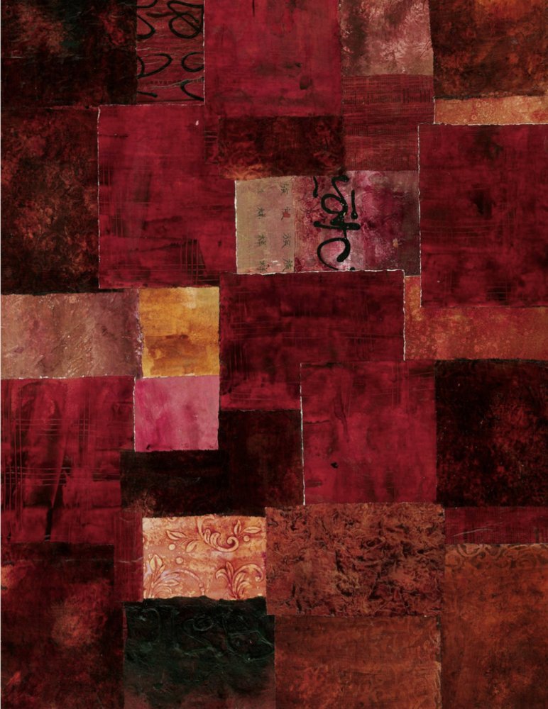 Abstracto de retazos carmesí de Deb Chaney