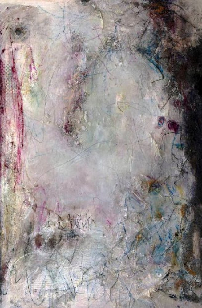 Abstracto dramático en rosa y azul de Deb Chaney
