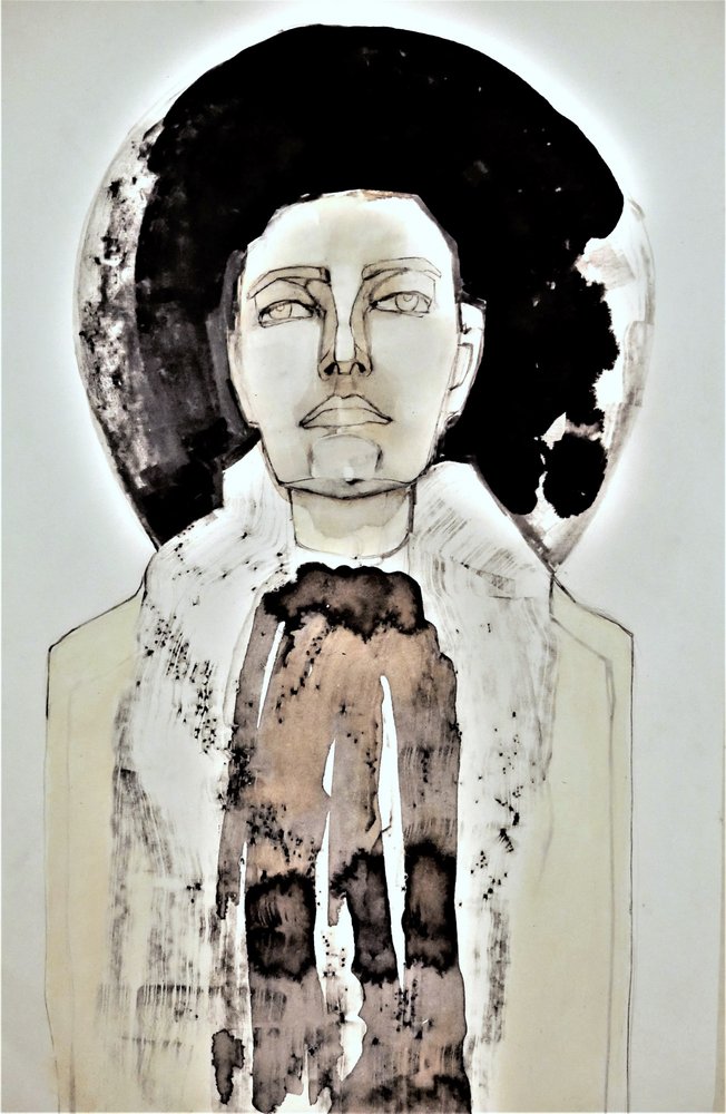 Retrato abstracto con halo de Doris Schmitz