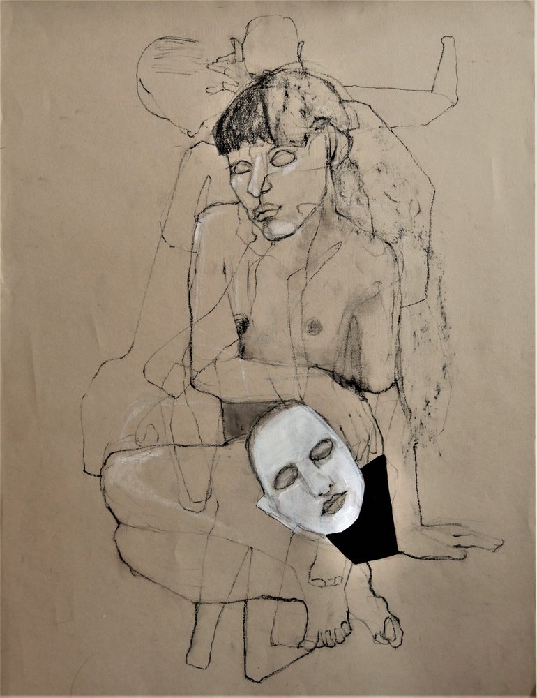 Figura desnuda con máscara de Doris Schmitz