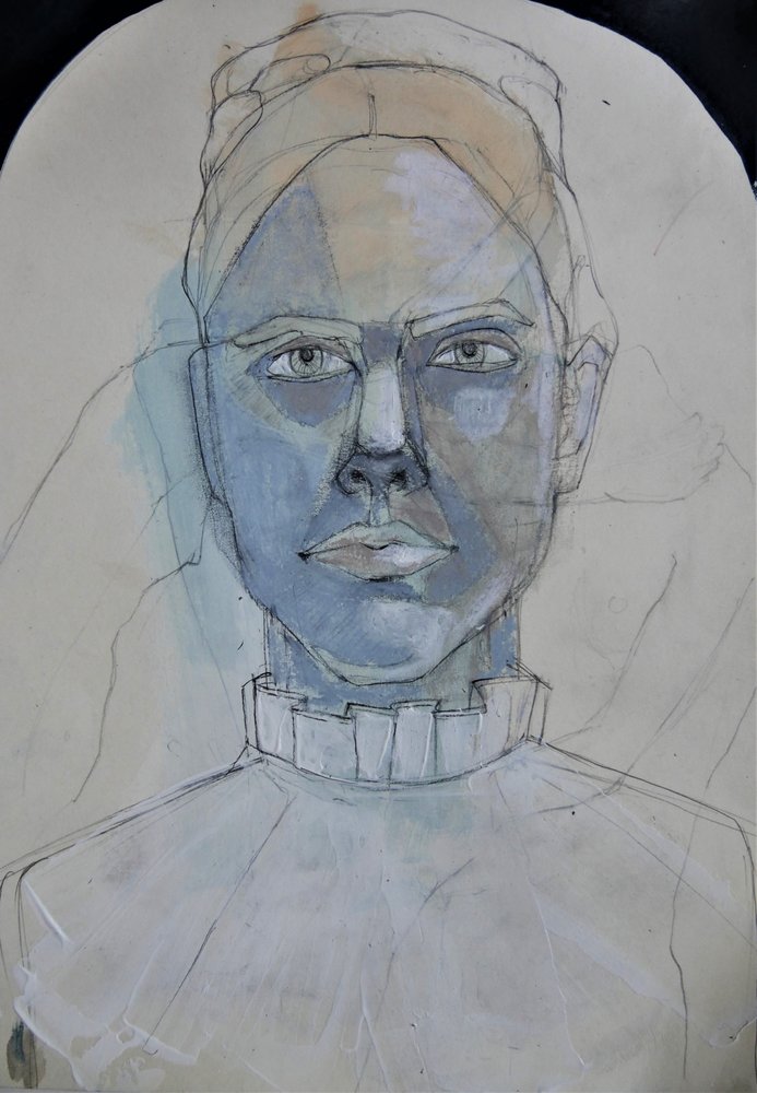 Retrato en tonos azules de Doris Schmitz