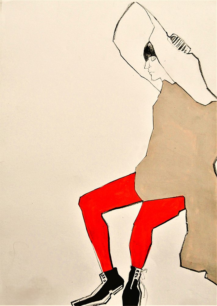 Pose de moda en rojo intenso de Doris Schmitz
