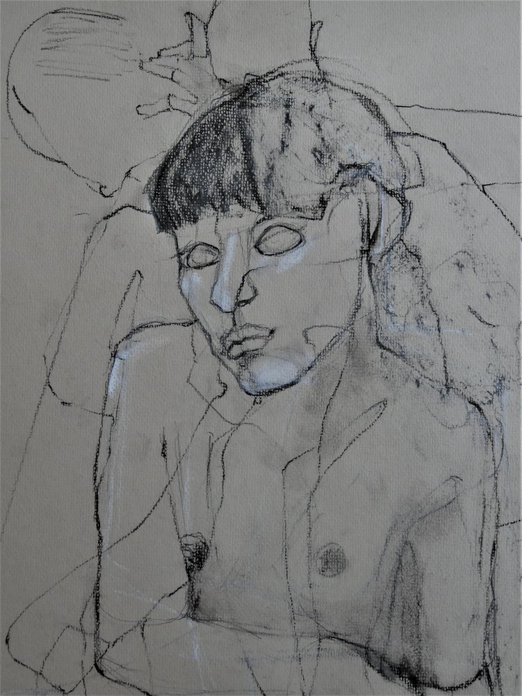 Figura desnuda al carboncillo de Doris Schmitz
