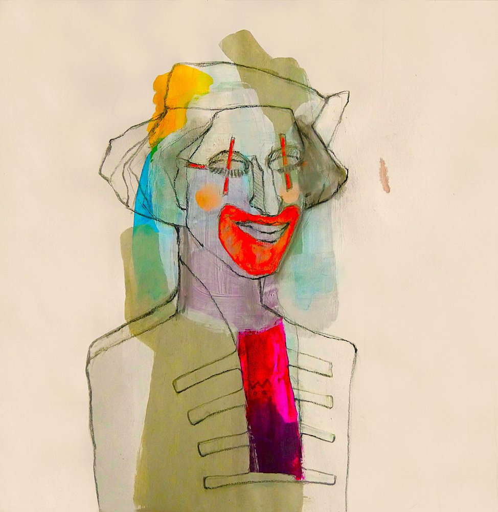 Retrato de un payaso colorido de Doris Schmitz