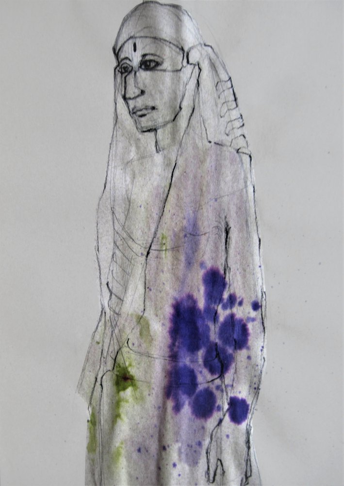 Retrato en tinta de colores de Doris Schmitz