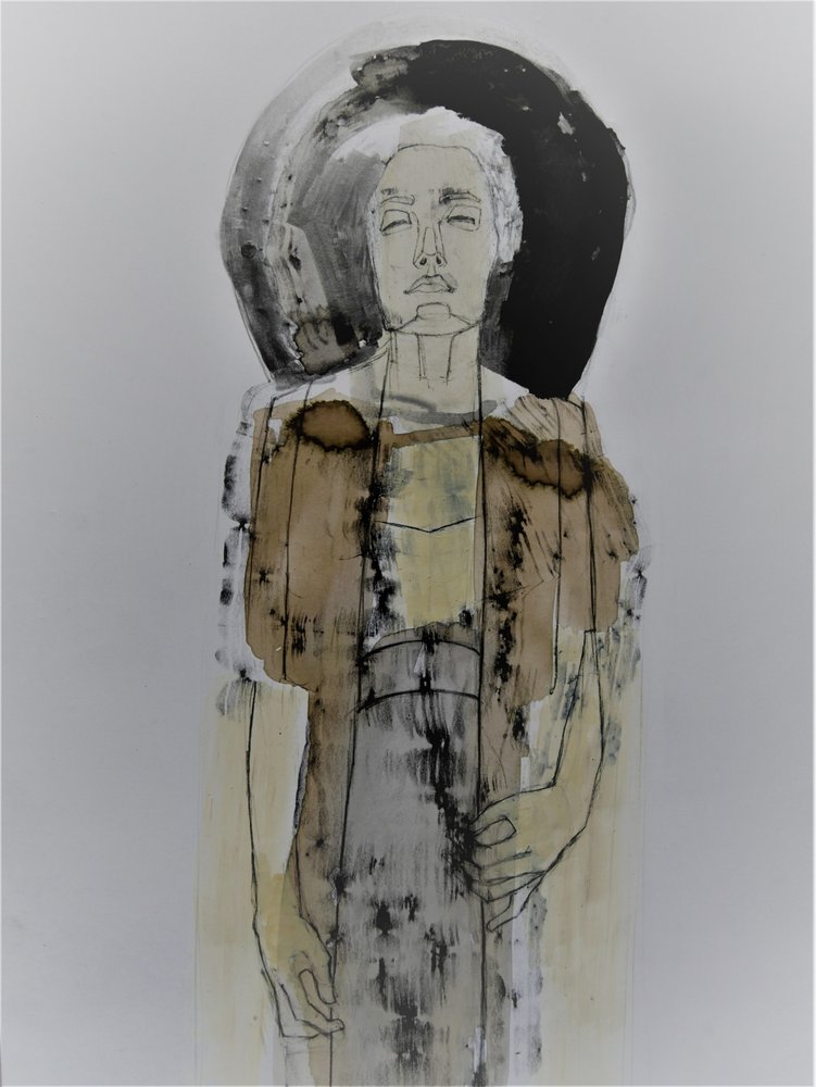 Figura femenina contemplativa de Doris Schmitz