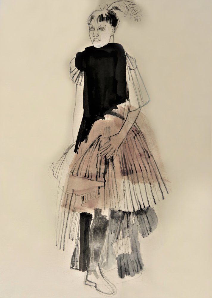 Ilustración de moda de alta costura de Doris Schmitz