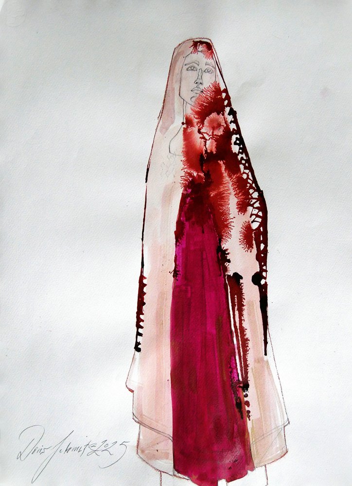 Figura envuelta en un manto carmesí de Doris Schmitz