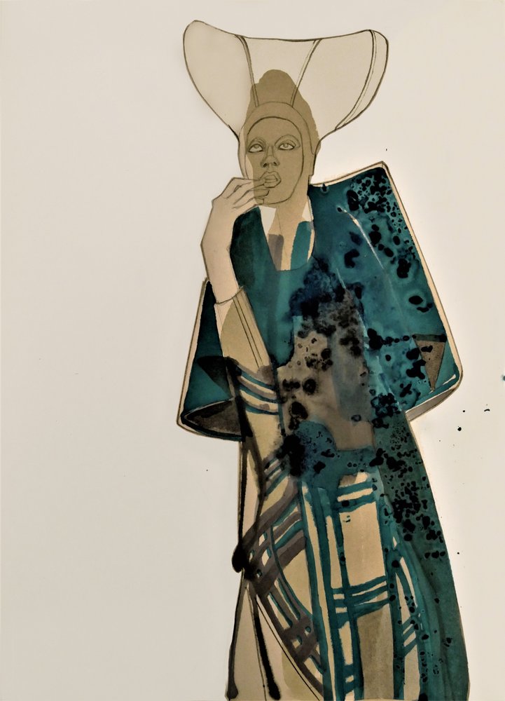 Elegante retrato de moda en color verde azulado de Doris Schmitz