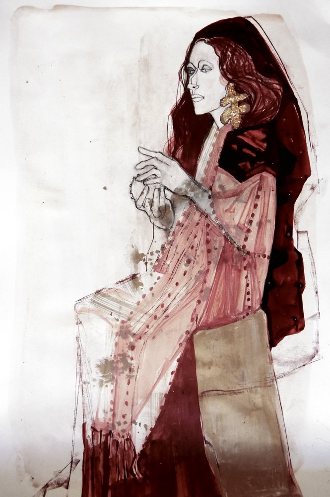 Mujer elegante en actitud contemplativa de Doris Schmitz