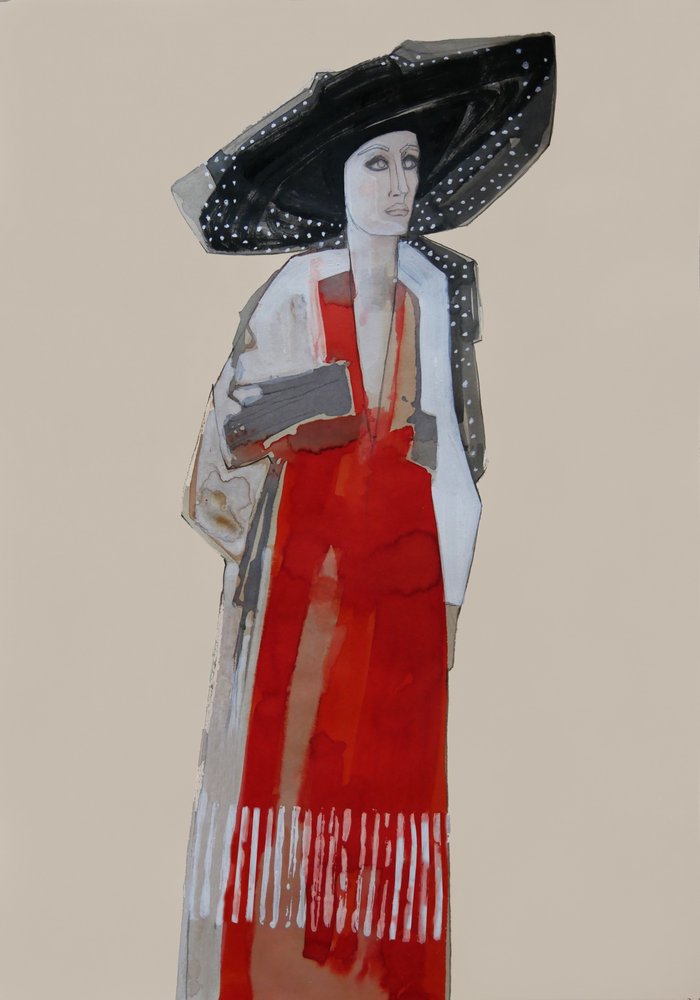 Vestido rojo de mujer elegante de Doris Schmitz