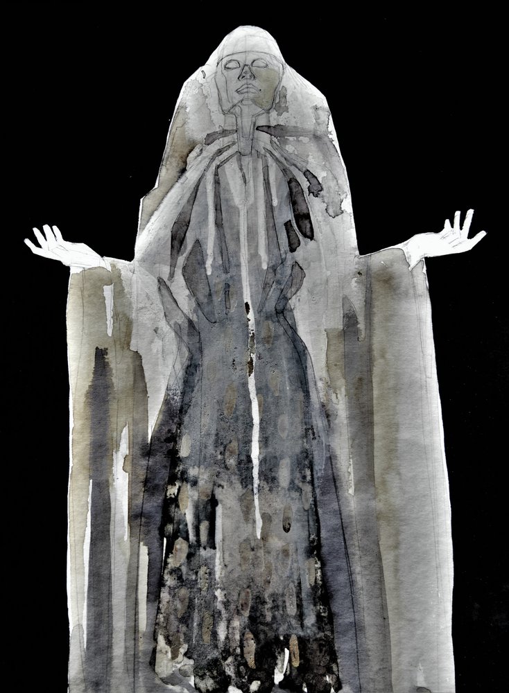 Figura etérea con capucha de Doris Schmitz