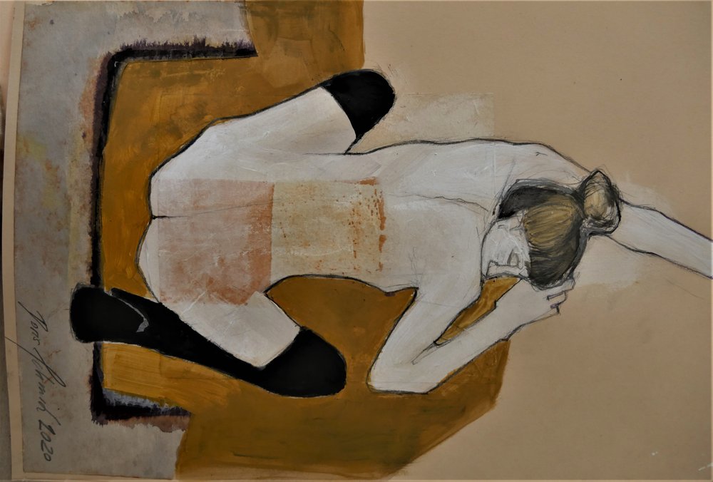 Desnudo recostado dorado de Doris Schmitz