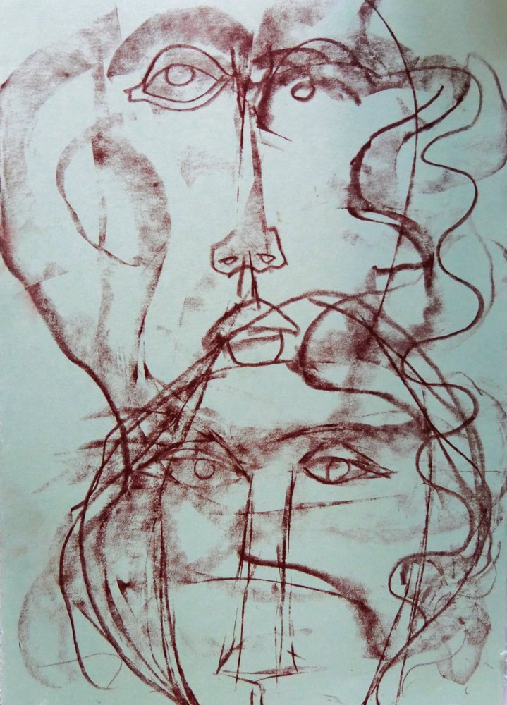 Rostros abstractos entrelazados de Doris Schmitz