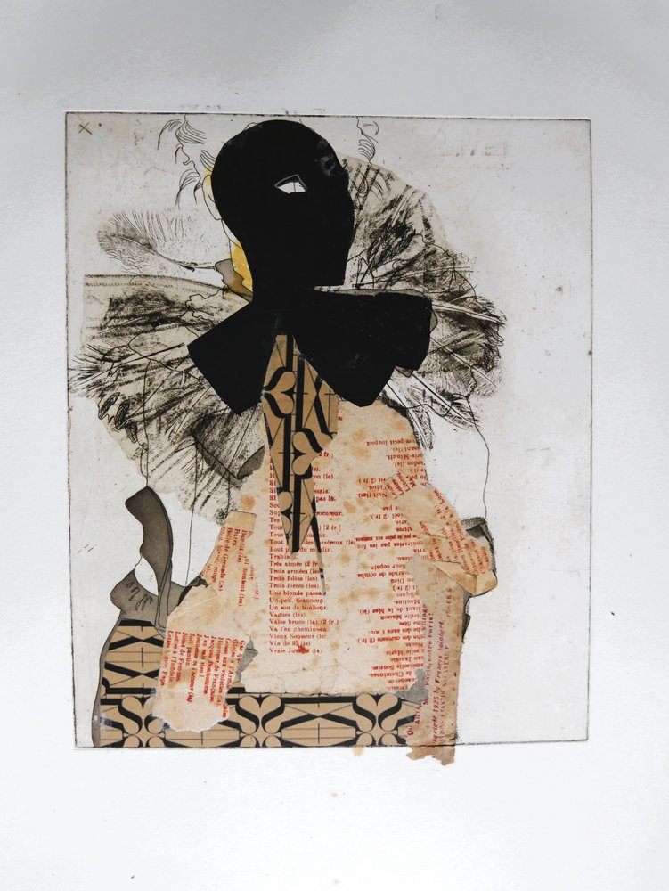 Collage de una figura enmascarada de Doris Schmitz