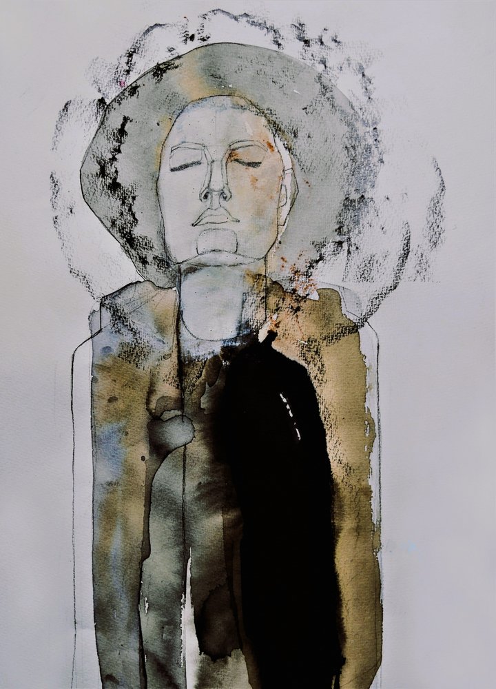 Retrato de una mujer meditando de Doris Schmitz