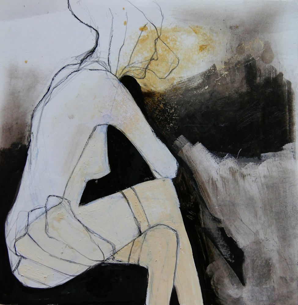 Mujer sentada y pensativa de Doris Schmitz