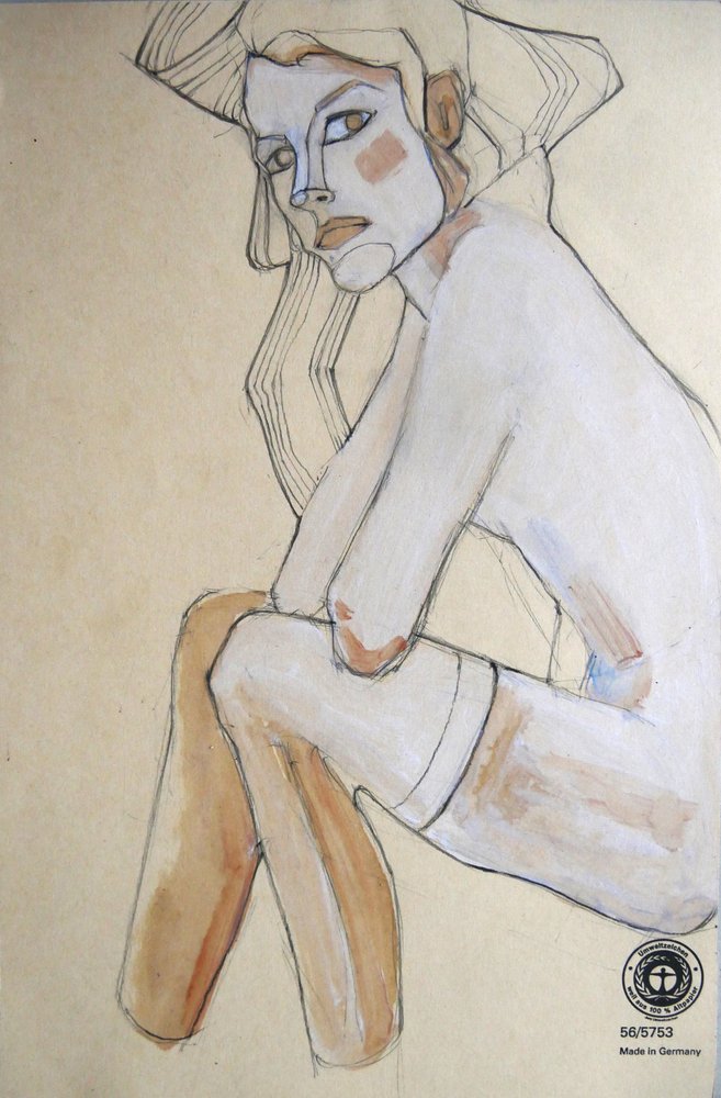 Ilustración de una mujer pensativa de Doris Schmitz