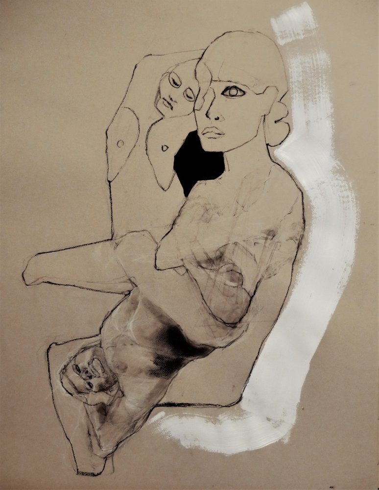 Boceto de una mujer pensativa de Doris Schmitz