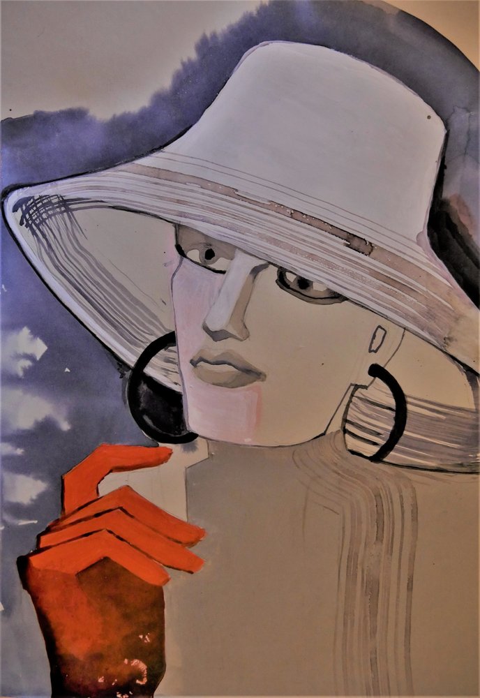 Mujer elegante con sombrero de Doris Schmitz