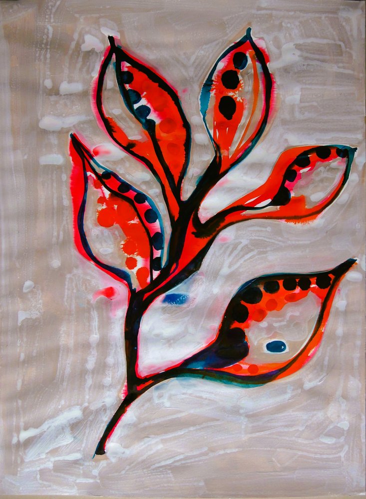 Abstracto botánico vibrante de Doris Schmitz