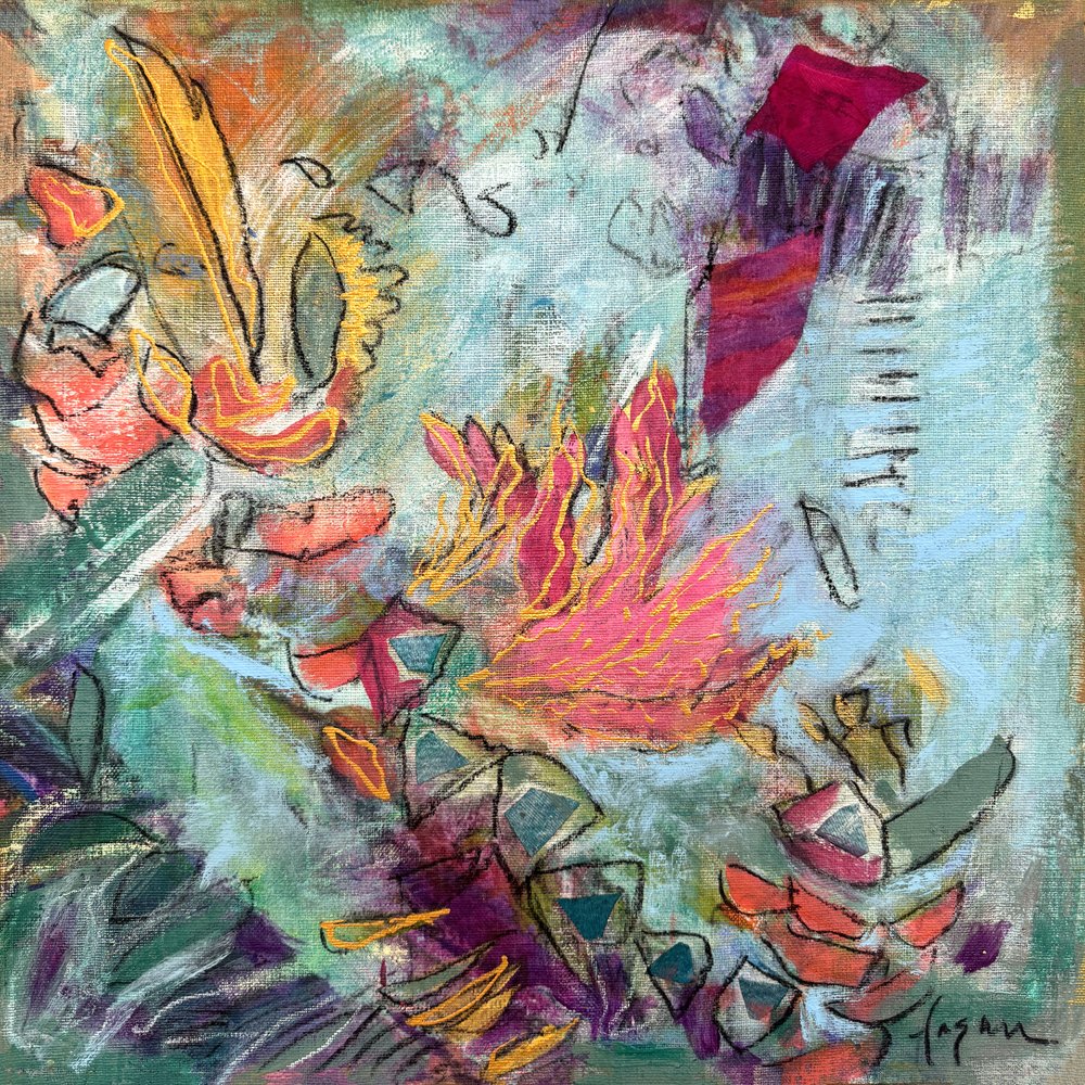 Floración en un jardín abstracto de Dorothy Fagan