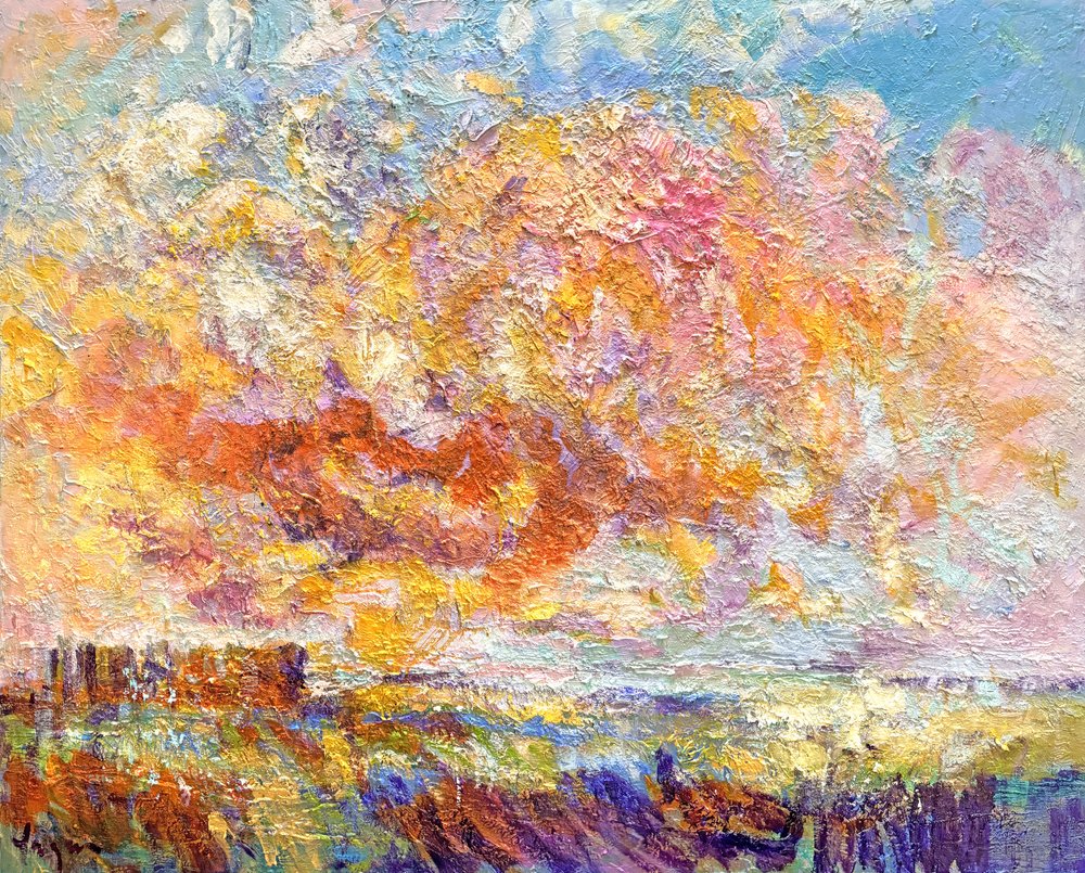 Campo del atardecer ardiente de Dorothy Fagan