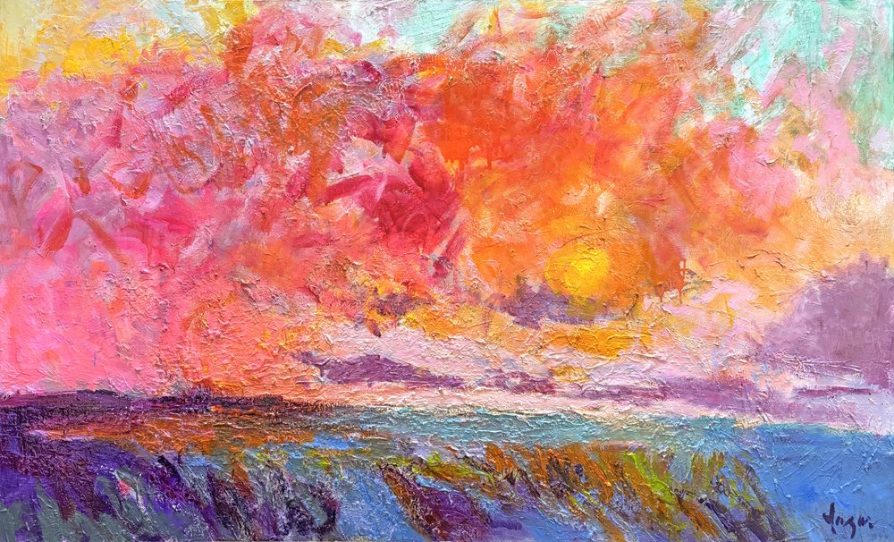 Paisaje marino con una puesta de sol llena de colorido de Dorothy Fagan