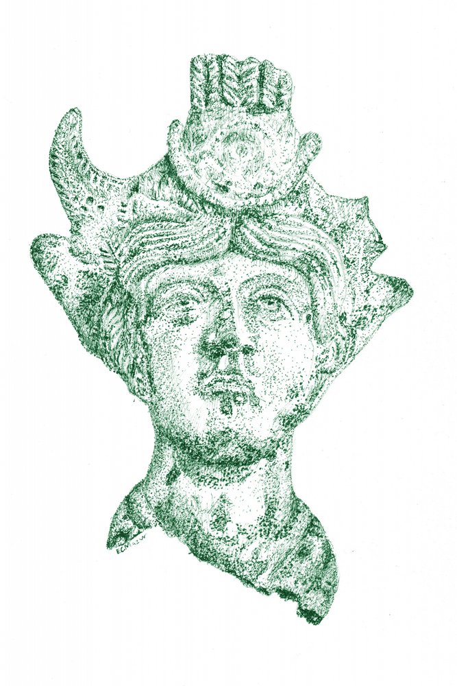 Busto de diosa coronada de EC Mazur